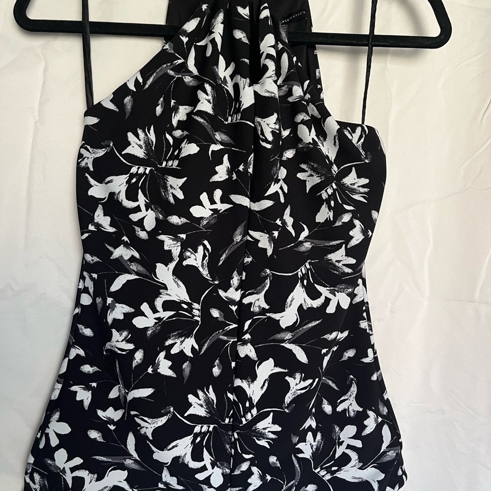 White House Black Market Black and White Floral Tank Top